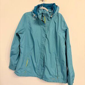 🌧️ Eddie Bauer Women’s Rain Jacket – Teal Blue – Size 1X 🌧️